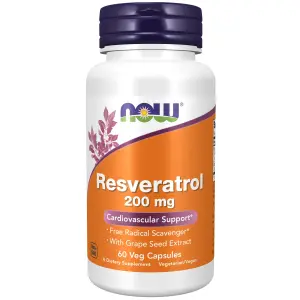 Resveratrol Natural, 200 mg, 60 Cápsulas Vegetais, Now Foods