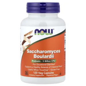 Saccharomyces Boulardii, Probiótico, 5 Bilhões de UFC, 120 Cápsulas Vegetais, Now Foods