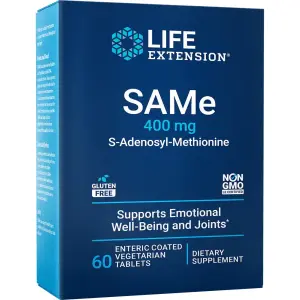 SAMe (S-Adenosilmetionina), 400 mg, 60 Comprimidos Vegetarianos com Revestimento Entérico, Life Extension