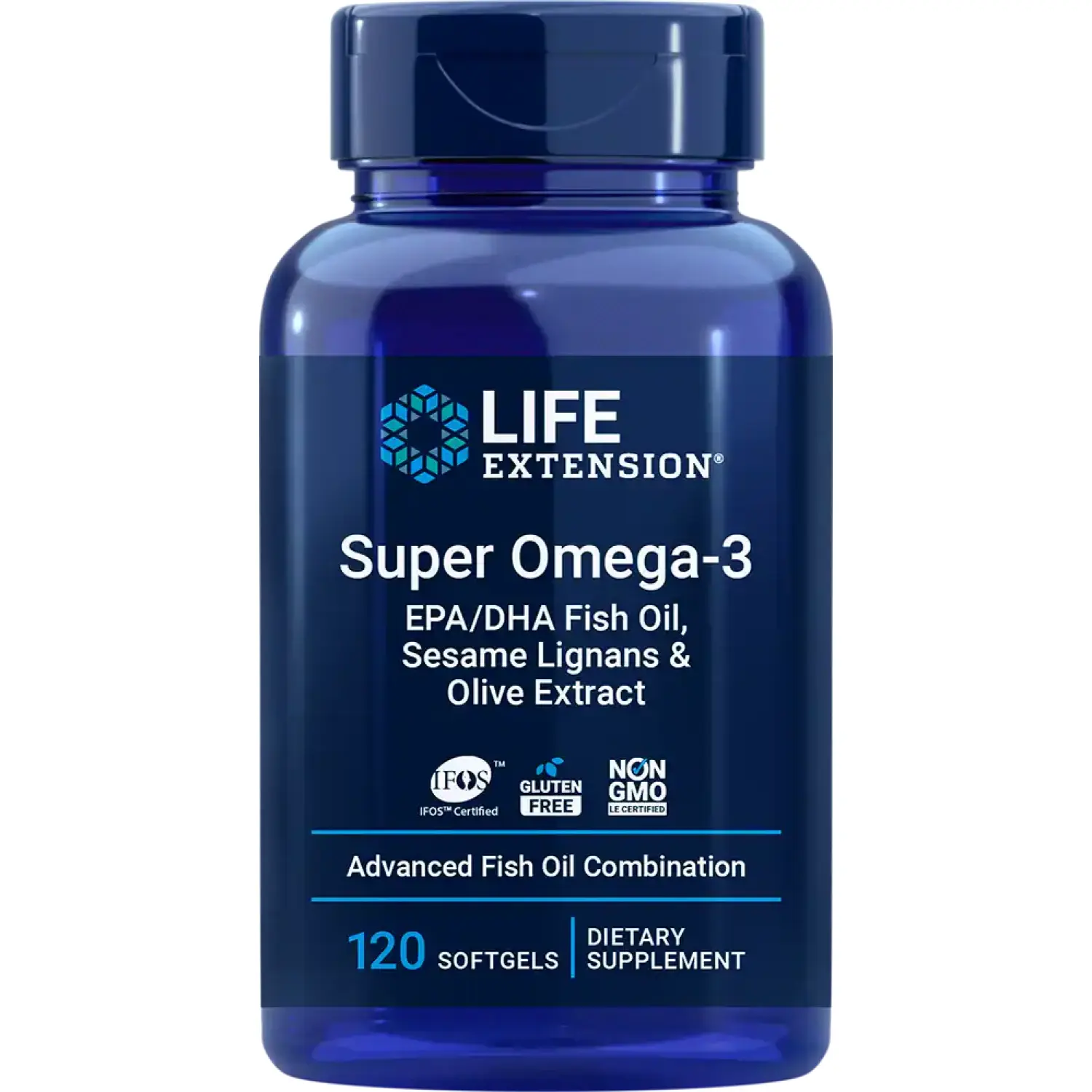 Super Ômega-3 EPA/DHA, Óleo de Peixe, Lignanas de Gergelim e Extrato de Oliva, 120 Cápsulas Softgel, Life Extension