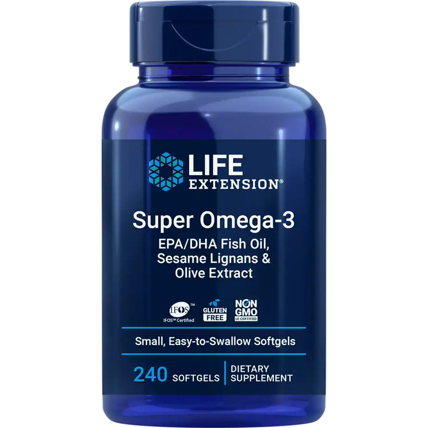 Super Ômega-3 EPA/DHA, Óleo de Peixe, Lignanas de Gergelim e Extrato de Oliva, 240 Cápsulas Softgel, Life Extension