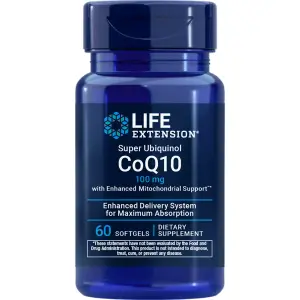 Life Extension, Super Ubiquinol CoQ10 com Enhanced Mitochondrial Support, 100 mg, 60 Cápsulas Softgel, Life Extension