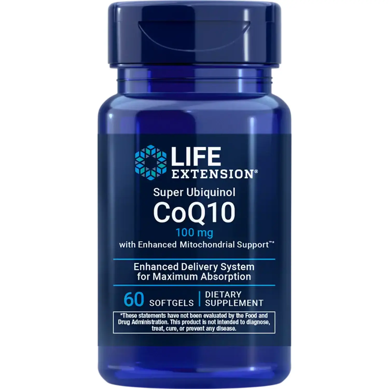 Life Extension, Super Ubiquinol CoQ10 com Enhanced Mitochondrial Support, 100 mg, 60 Cápsulas Softgel, Life Extension