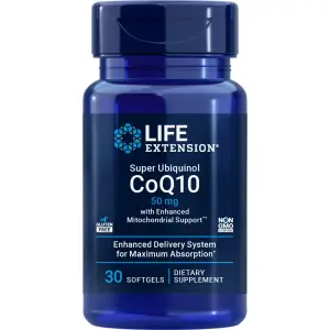 Super Ubiquinol CoQ10 com Enhanced Mitochondrial Support, 50 mg, 30 Cápsulas Softgel, Life Extension