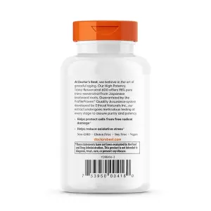 Trans-Resveratrol de Alta Potência, 600 mg, 60 Cápsulas Vegetais, Doctor's Best