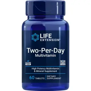Two-Per-Day Multivitamin, Multivitamínico Dois por Dia, 60 Comprimidos, Life Extension