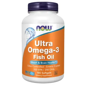 Ultra Ômega-3, Óleo de Peixe, 1.000 mg, 180 Cápsulas Softgel, Now Foods