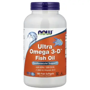 Ultra Ômega 3-D™, Óleo de Peixe, 180 Cápsulas Softgel de Peixe, Now Foods