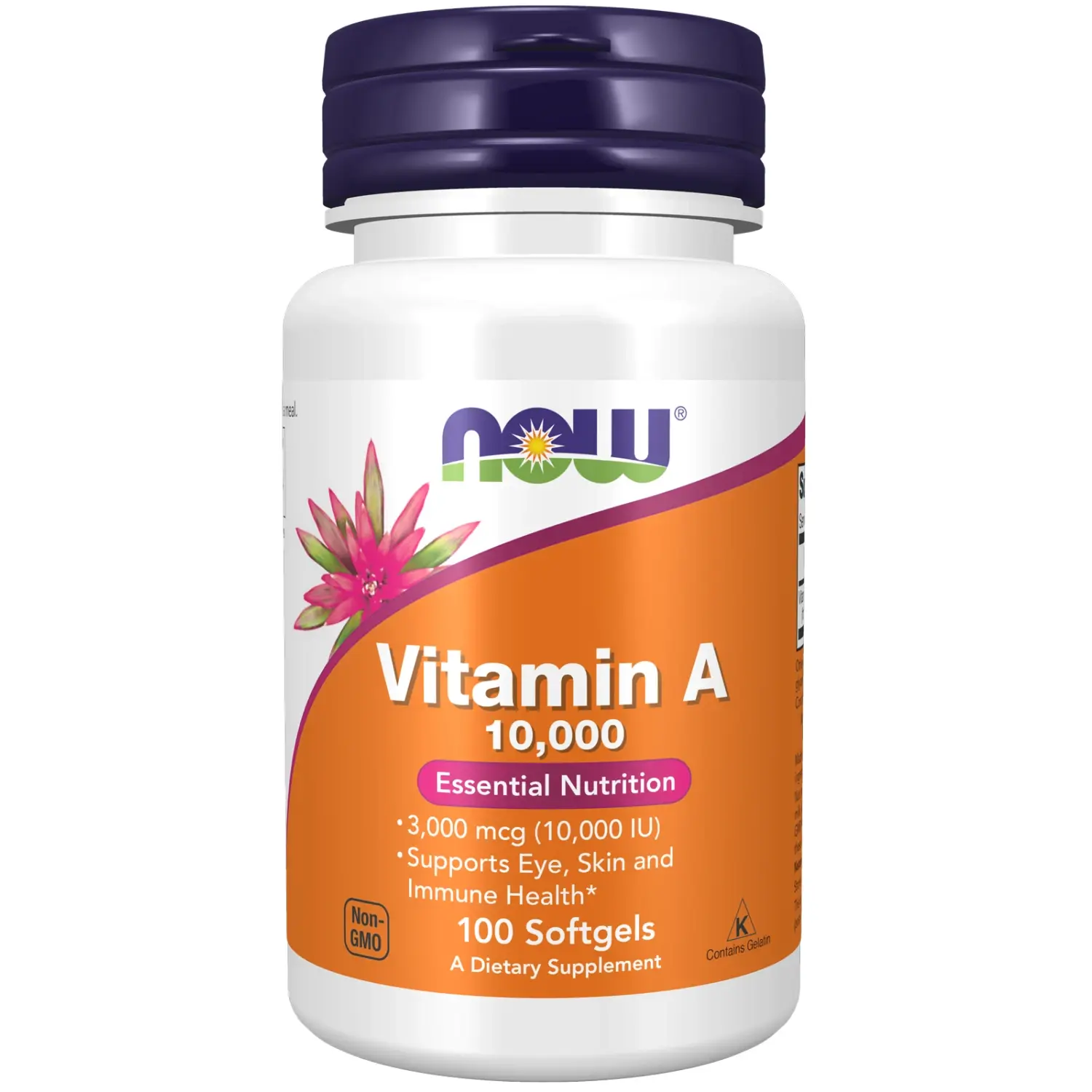 Vitamina A, 3.000 mcg (10.000 UI), 100 Cápsulas Softgel, Now Foods