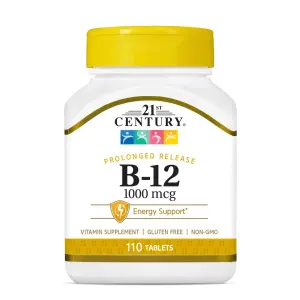 B-12, Liberação Prolongada, 1.000 mcg, 110 Comprimidos, 21st Century