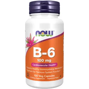 B-6, 100 mg, 100 Cápsulas Vegetais, Now Foods