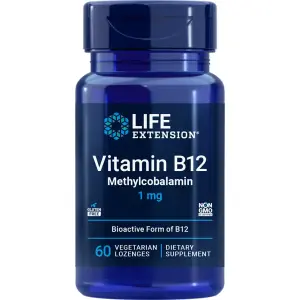 Vitamina B12 , Metilcobalamina, 1 mg, 60 Pastilhas Vegetarianas, Life Extension