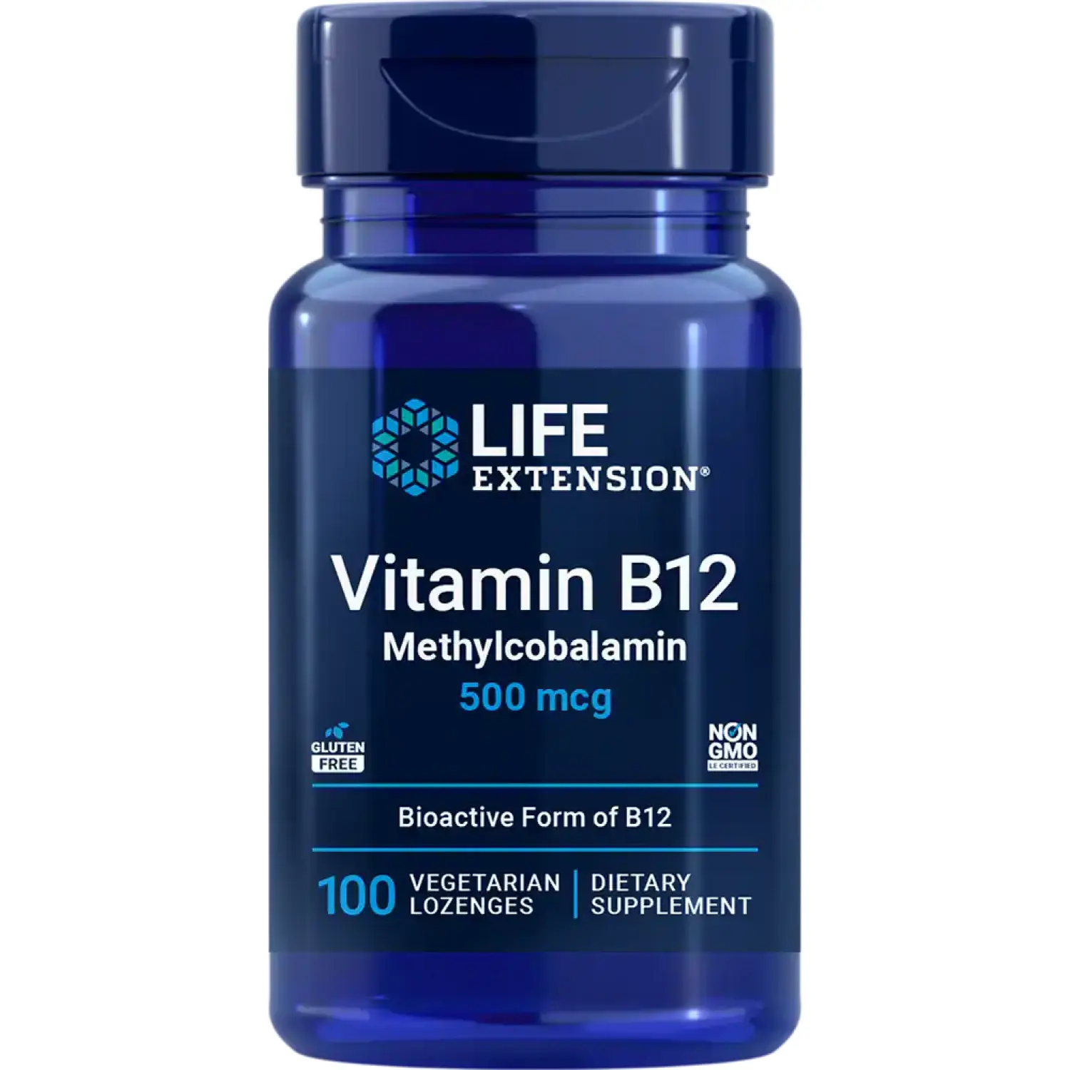 Vitamina B12, Metilcobalamina, 500 mcg, 100 Pastilhas Vegetarianas, Life Extension