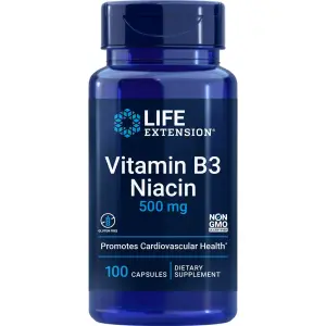 Vitamina B3 e Niacina, 500 mg, 100 Cápsulas, Life Extension