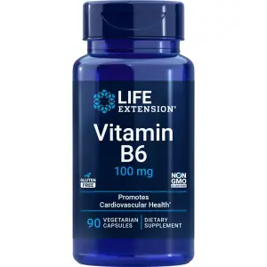 Vitamina B6, 100 mg, 90 Cápsulas Vegetarianas, Life Extension