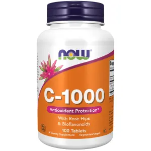 Vitamina C-1000, com Rosa-mosqueta e Bioflavonoides, 100 Comprimidos, Now Foods