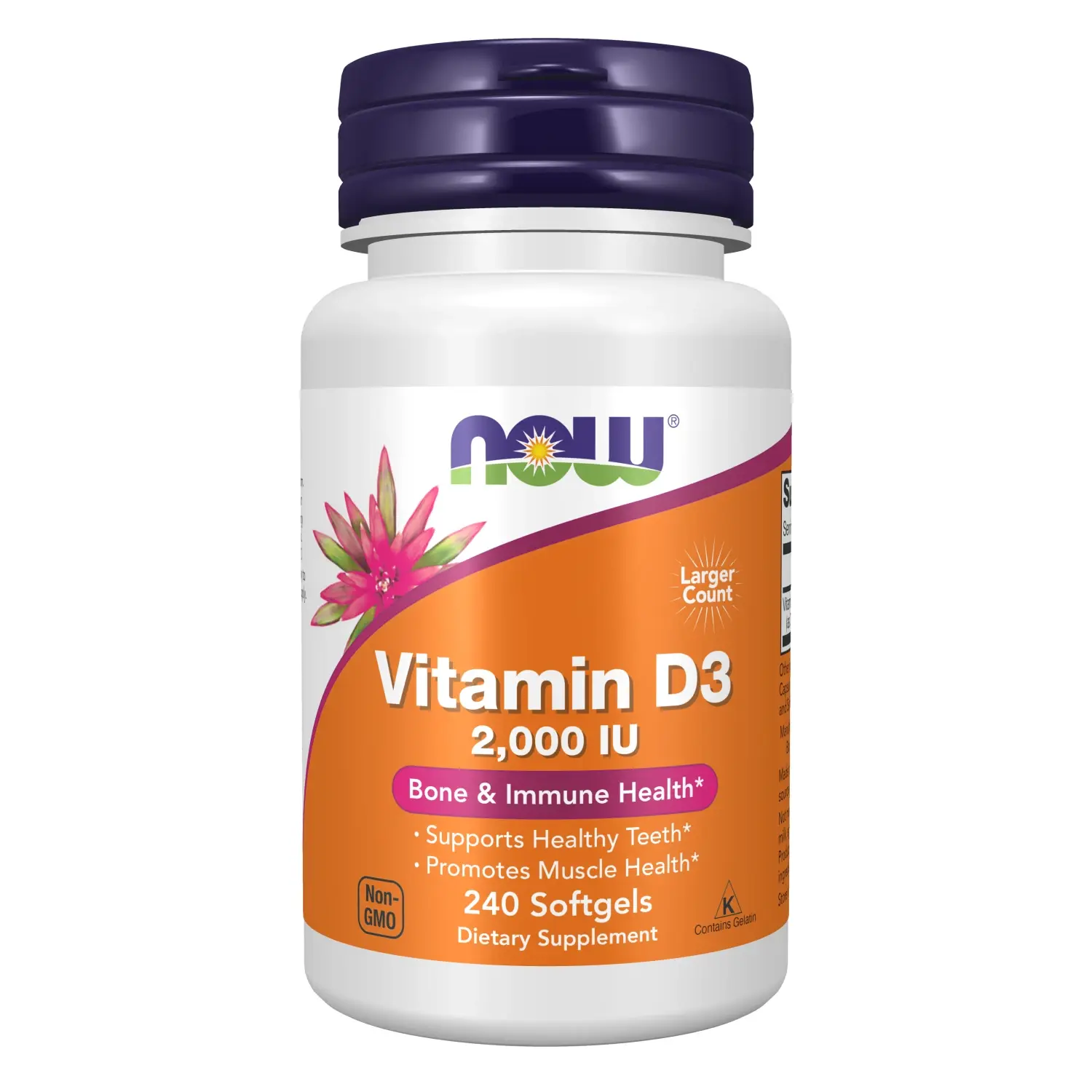 Vitamina D-3, Alta Potência, 2.000 UI, 240 Cápsulas Softgel, Now Foods