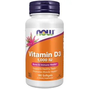 Vitamina D-3, Alta Potência, 1.000 UI, 180 Cápsulas Softgel, Now Foods