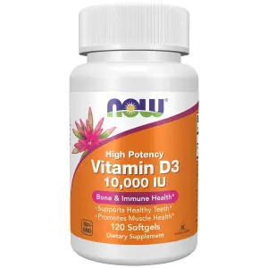 Vitamina D3, 10.000 UI, 120 Cápsulas Softgel, Now Foods