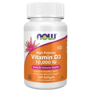 Vitamina D3, 10.000 UI, 240 Cápsulas Softgel, Now Foods