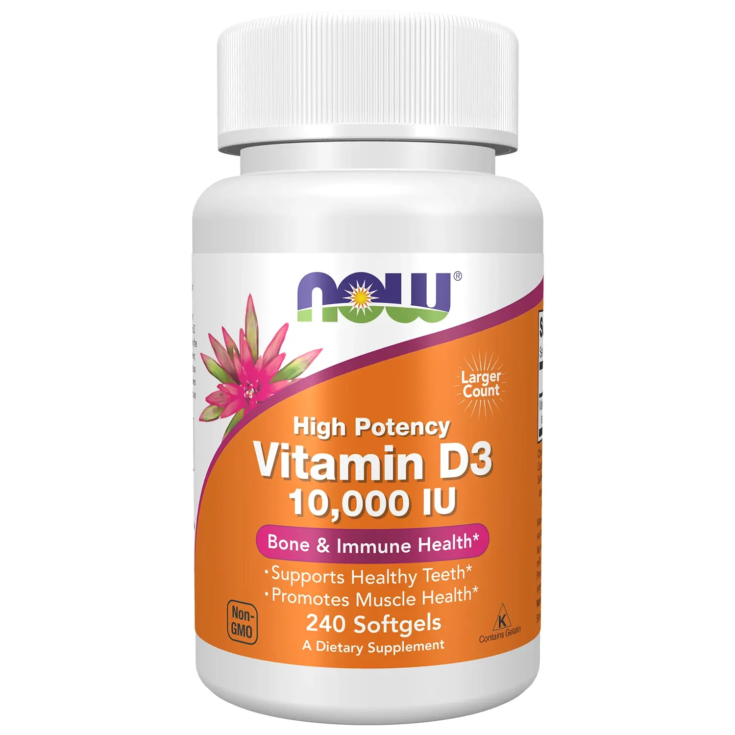 Vitamina D3, 10.000 UI, 240 Cápsulas Softgel, Now Foods