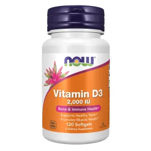 Vitamina D3, 2.000 mcg, 120 Cápsulas Softgel, Now Foods