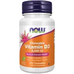 Vitamina D3, 5.000 UI, 120 Comprimidos Mastigáveis, Now Foods