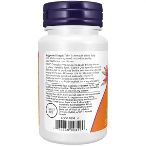 Vitamina D3, 5.000 UI, 120 Comprimidos Mastigáveis, Now Foods