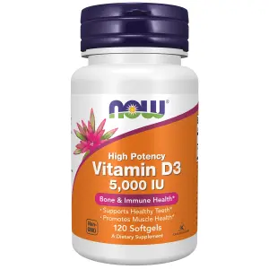 Vitamina D3, 5.000 UI, 120 Cápsulas Softgel, Now Foods
