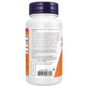 Vitamina D3 e K2, 1.000 UI D3, 25 mcg K2, 120 Cápsulas, Now Foods