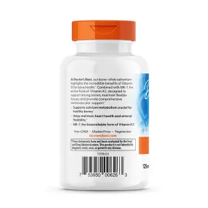 Vitamina D3 + K2 como MK-7 125 mcg (5.000 UI), 60 Cápsulas Vegetarianas, Doctor's Best