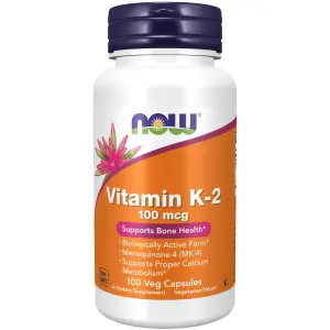 Vitamina K-2, 100 mcg, 100 Cápsulas Vegetais, Now Foods