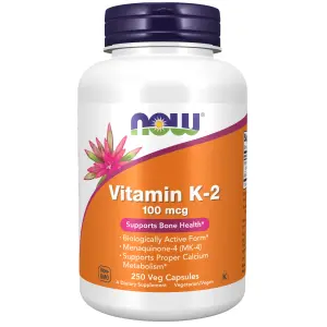 Vitamina K-2, 100 mcg, 250 Cápsulas Vegetais, Now Foods