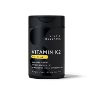 Vitamina K2, À Base de Plantas, 100 mcg, 60 Cápsulas Softgel Vegetais, Sports Research