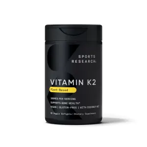 Vitamina K2, À Base de Plantas, 100 mcg, 60 Cápsulas Softgel Vegetais, Sports Research