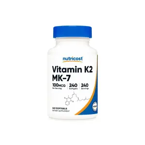 Vitamina K2 MK-7, 100 mcg, 240 Cápsulas Softgel, Nutricost