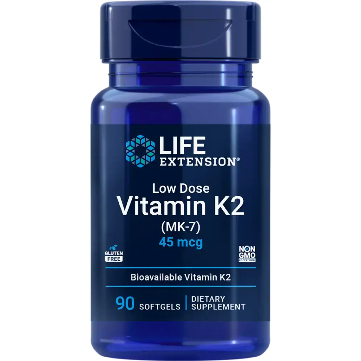 Vitamina K2 de Baixa Dosagem (MK-7), 45 mcg, 90 Cápsulas Softgel, Life Extension