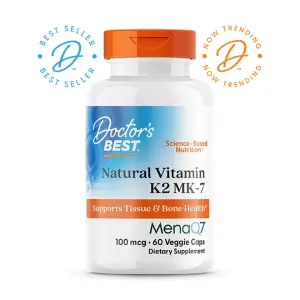 Vitamina K2 MK-7 Natural com MenaQ7, 100 mcg, 60 Cápsulas Vegetais, Doctor's Best
