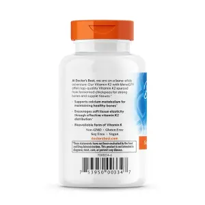 Vitamina K2 MK-7 Natural com MenaQ7, 100 mcg, 60 Cápsulas Vegetais, Doctor's Best