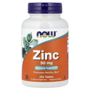 Zinco, 50 mg, 250 Comprimidos, Now Foods