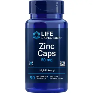 Zinco, 50 mg, 90 Cápsulas Vegetais, Life Extension