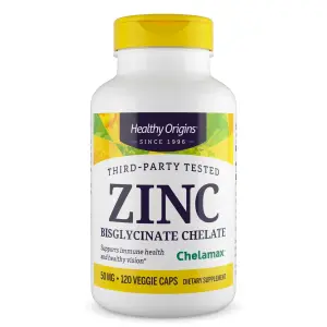 Zinco Quelato Bisglicinato, 50 mg, 120 Cápsulas Vegetarianas, Healthy Origins